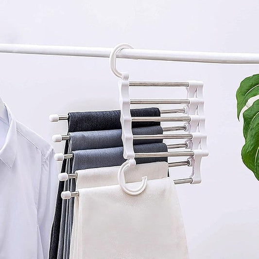 UrbanNest | 5-Layer Magic Hanger – Space Saving Stainless Steel Closet Organizer (Non-Slip, Foldable)