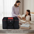 UrbanNest | Nylon Big Moisture Proof Underbed Storage Bag For Clothes Large (54 x 46 x 28 cm) - Black Rectangular
